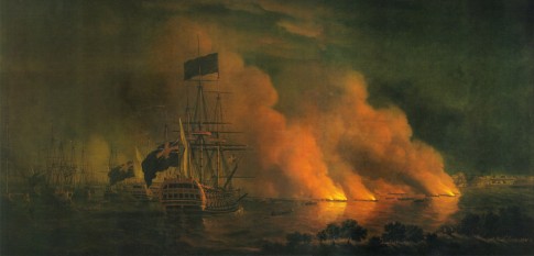 French Fire Rafts Attacking the English Fleet off Quebec, 28 June 1759
