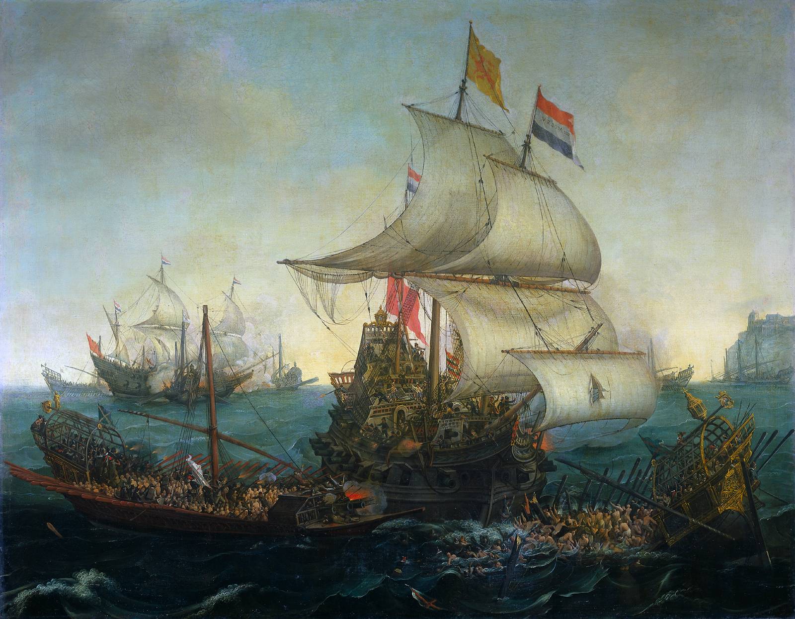 dutch-ship-running-down-spanish-gallyes.