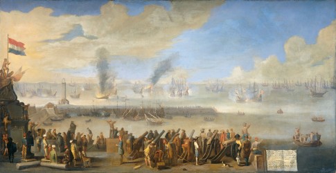 The battle of Livorno (Leghorn) by Johannes Lingelbach, 1660