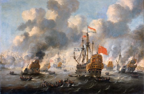 The Dutch burn down the English fleet before Chatham - June 20 1667 (Peter van de Velde)