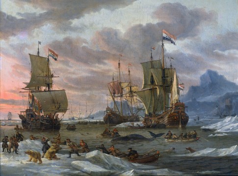 Abraham Storck Dutch Whalers off a Rocky Coast