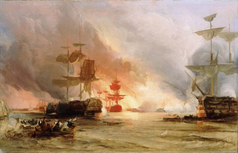 Oil-Study-The-Bombardment-of-Algiers-27-August-1816-by-George-Chambers-Senior